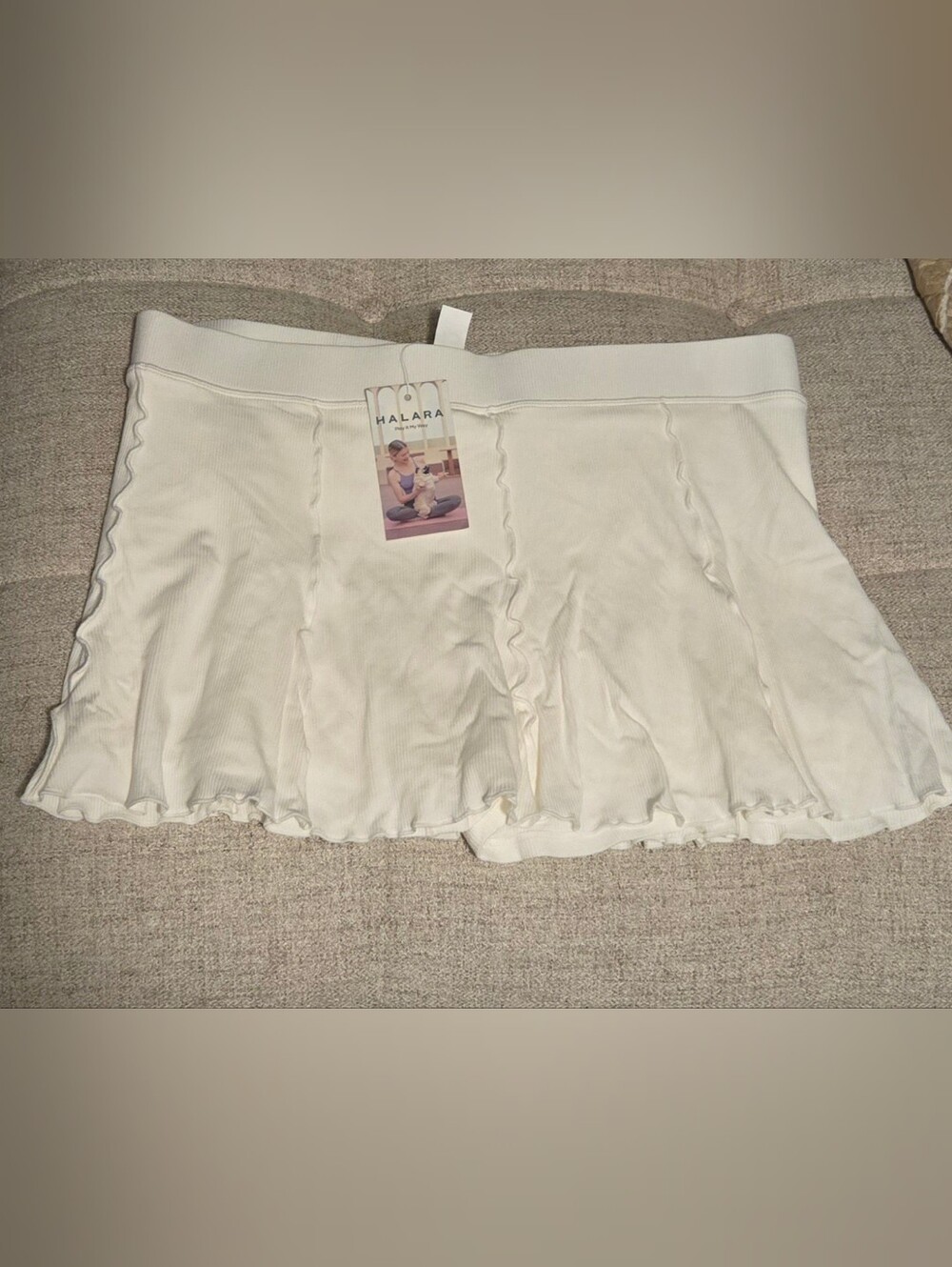 Halara White Ribbed Skort